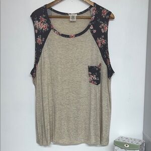 Soul Cake women’s 3X Lightweight Tank Top, Floral Detail, Soft, Stretch Plus